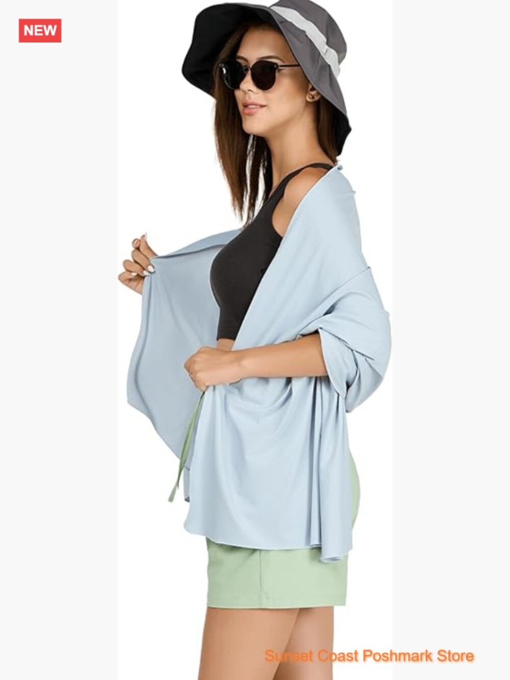 UPF 50+ Sun Protection Shawl Wrap Lightweight Nylon Spandex Travel Scarf